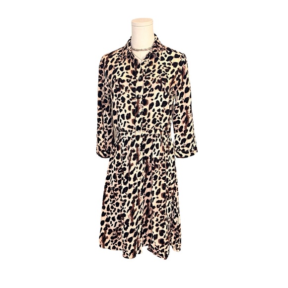 Women's Dex Leopard Print Button-Up Midi Dress Size Small - Picture 7 of 8